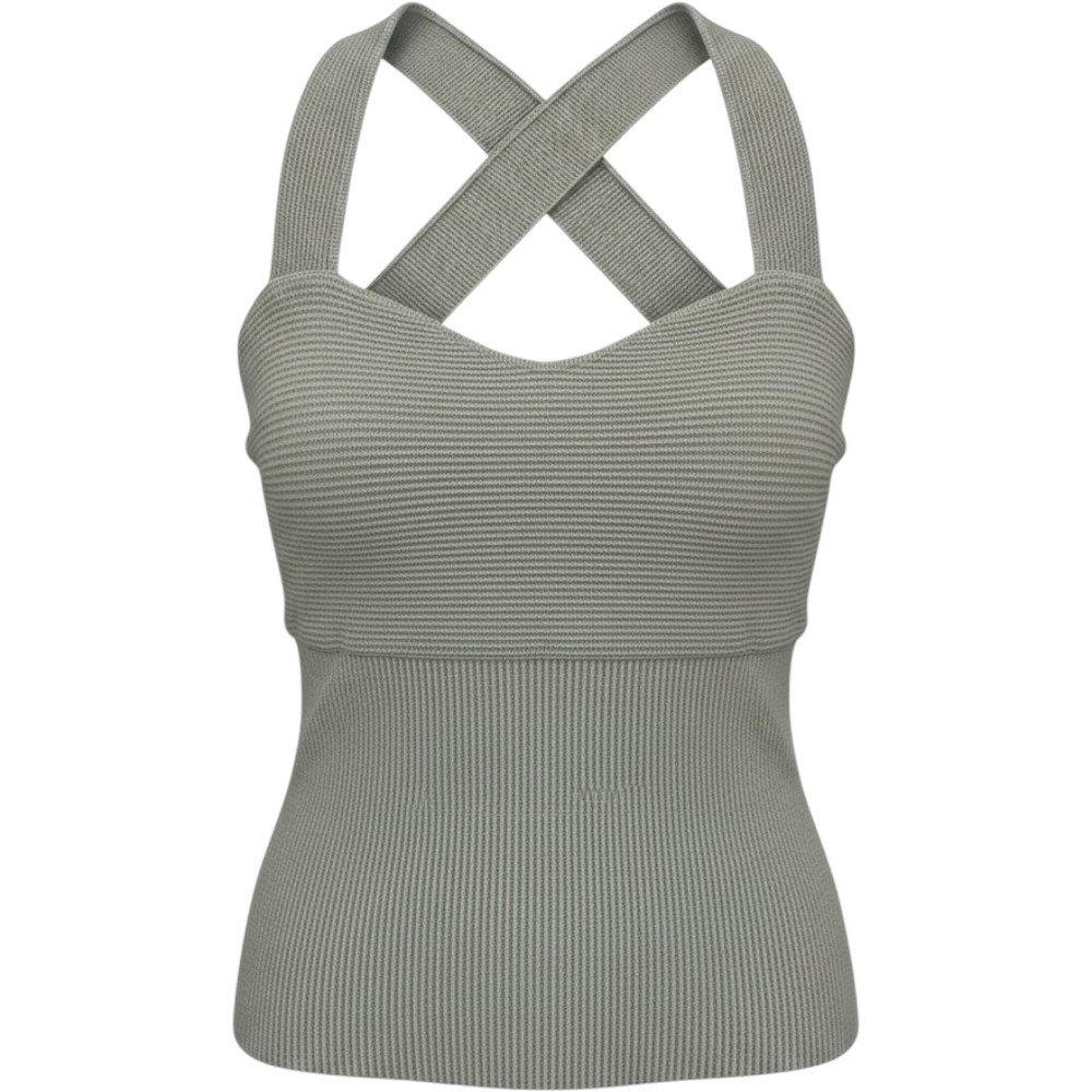 Abercrombie & Fitch Knit Tank Women Large Sage Green Excellent Ribbed Cross Back